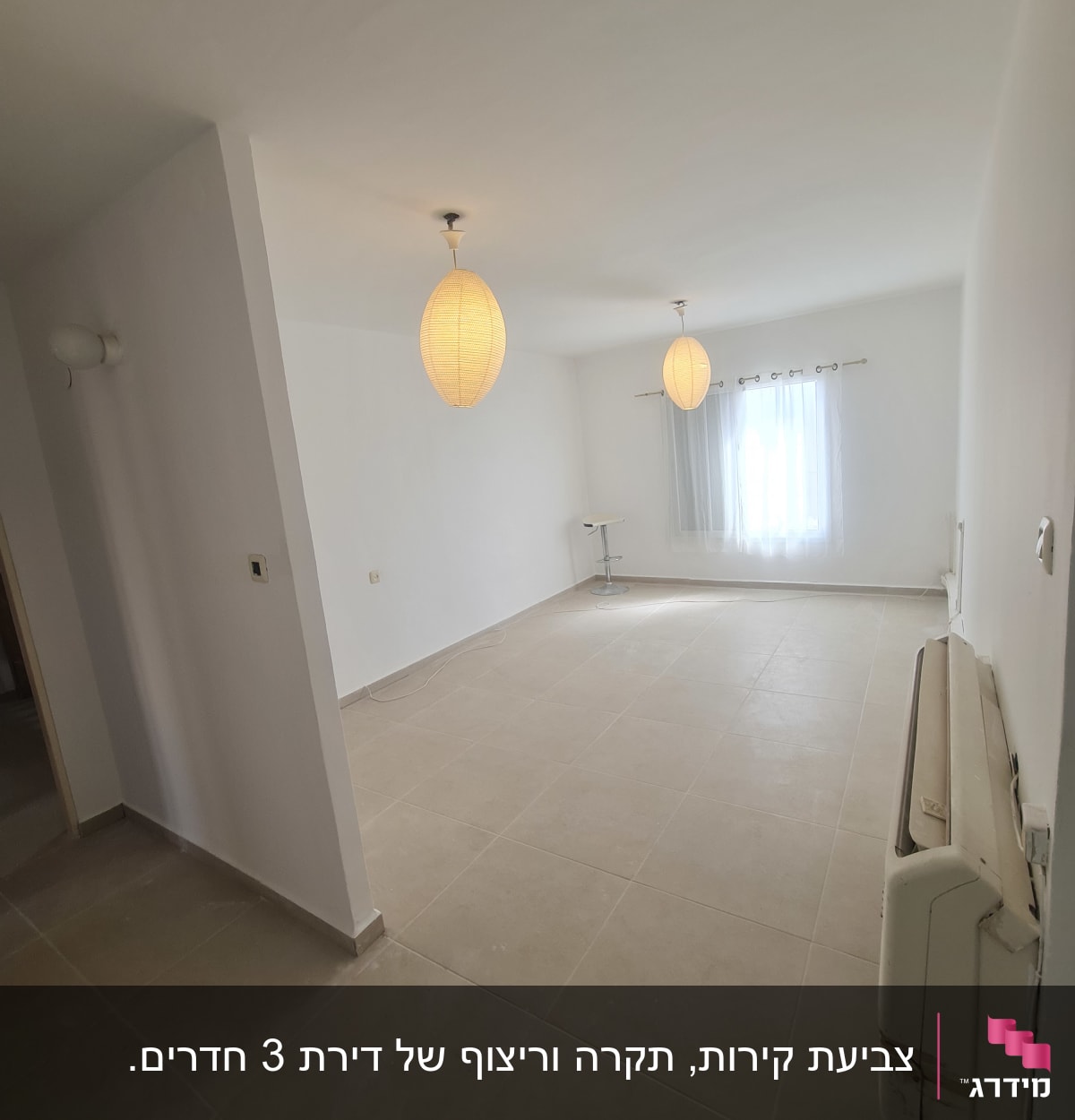 צביעת קירות, תקרה וריצוף של דירת 3 חדרים.